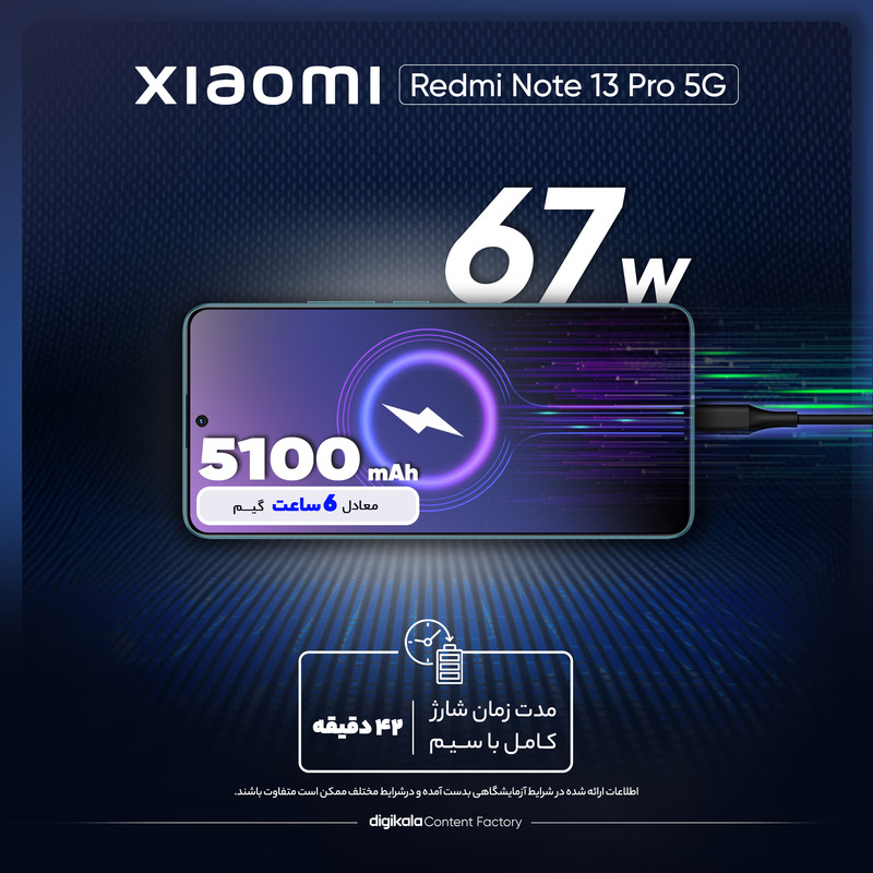 گوشی موبایل شیائومی مدل Redmi Note 13 Pro 5G دو سیم کارت ظرفیت 512 گیگابایت و رم 16 گیگابایت - پک چین رام گلوبال