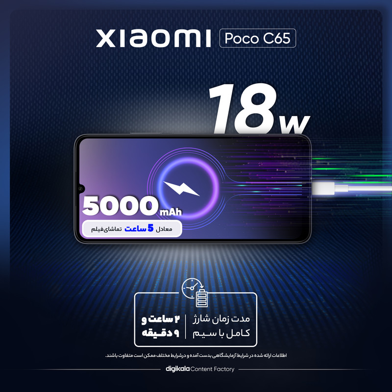 گوشی موبایل شیائومی مدل Poco C65 دو سیم کارت ظرفیت 128 گیگابایت و رم 6 گیگابایت