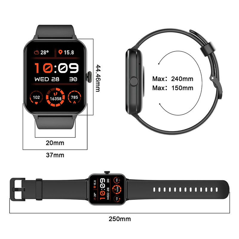 ساعت هوشمند بلک ویو مدل R50 کنترل سطح اکسیژن خون، شمارش ضربان قلب، پایش وضعیت خواب، با بند سیلیکونی